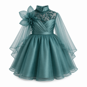 Elegant Teal Flower Girl Dress