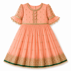 Embellished Peach Princess Party Dress