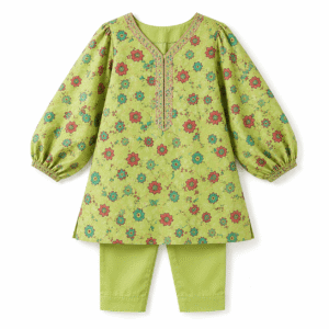 Floral Green Tunic and Pants Set