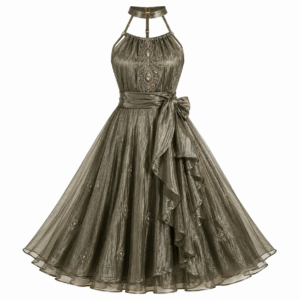 Halter Gown with Embroidery