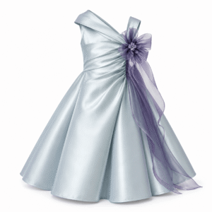 Icy Blue Satin Ballgown with Lavender Accents