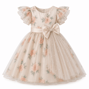 Ivory Floral Tulle Party Dress