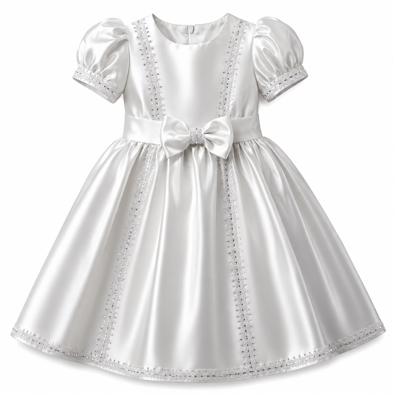 Ivory Satin Flower Girl Dress