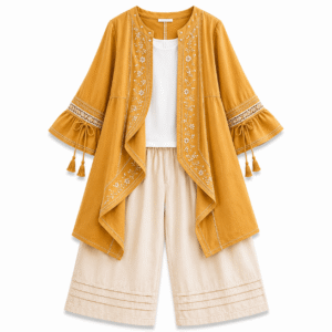 Kimono with Cream Palazzos