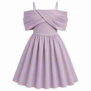 Lilac Off-Shoulder Pleated Dress
