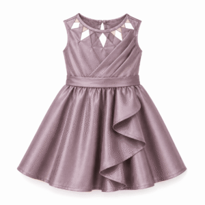 Mauve Satin Ruffle Party Dress