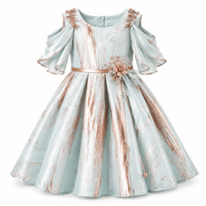 Mint Rose-Gold Marbled Flower-Girl dress