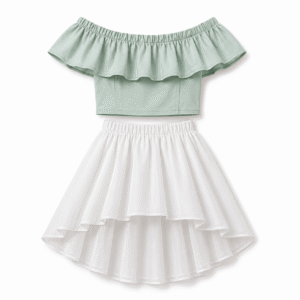 Mint Ruffle Top and Layered Skirt Set