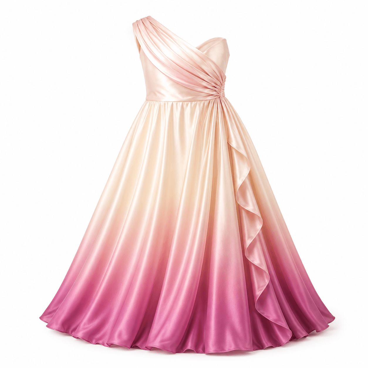 One-Shoulder Pink Ombre Gown