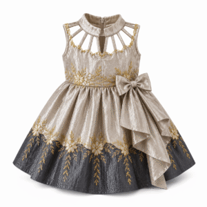 Ornate Champagne and Charcoal Girls’ Gown