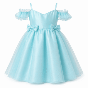 Pastel Aqua Ruffled Party Dress