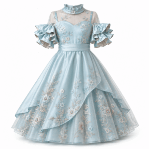 Pastel Blue Embroidered Ball Gown