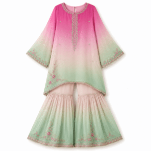 Pastel Ombré Embellished Sharara Ensemble