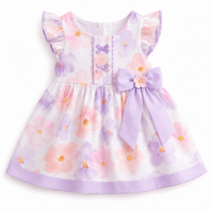 Pastel Floral Lavender Bow Dress
