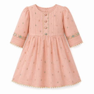 Pastel Gold-Trimmed Children’s Dress