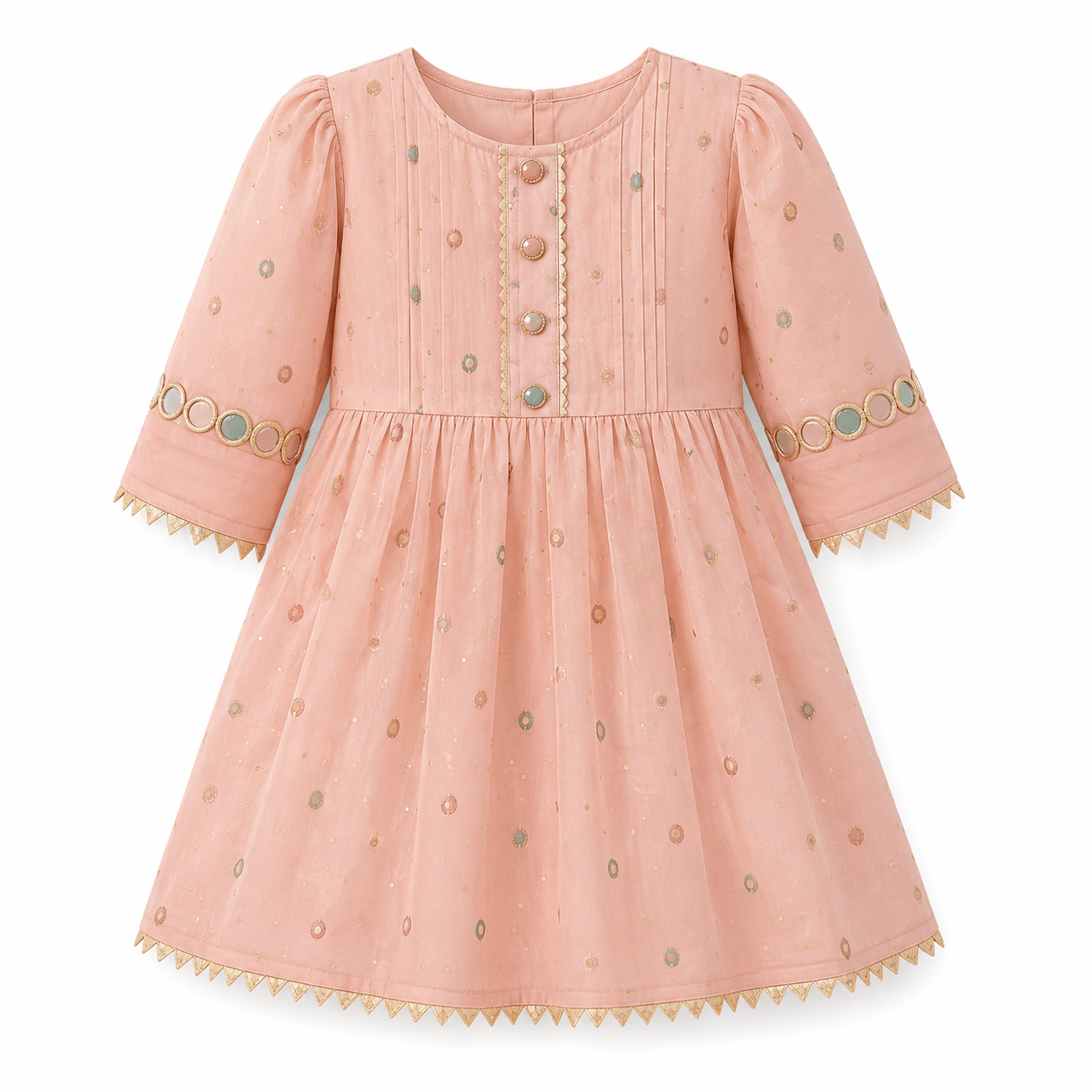 Pastel Gold-Trimmed Children’s Dress