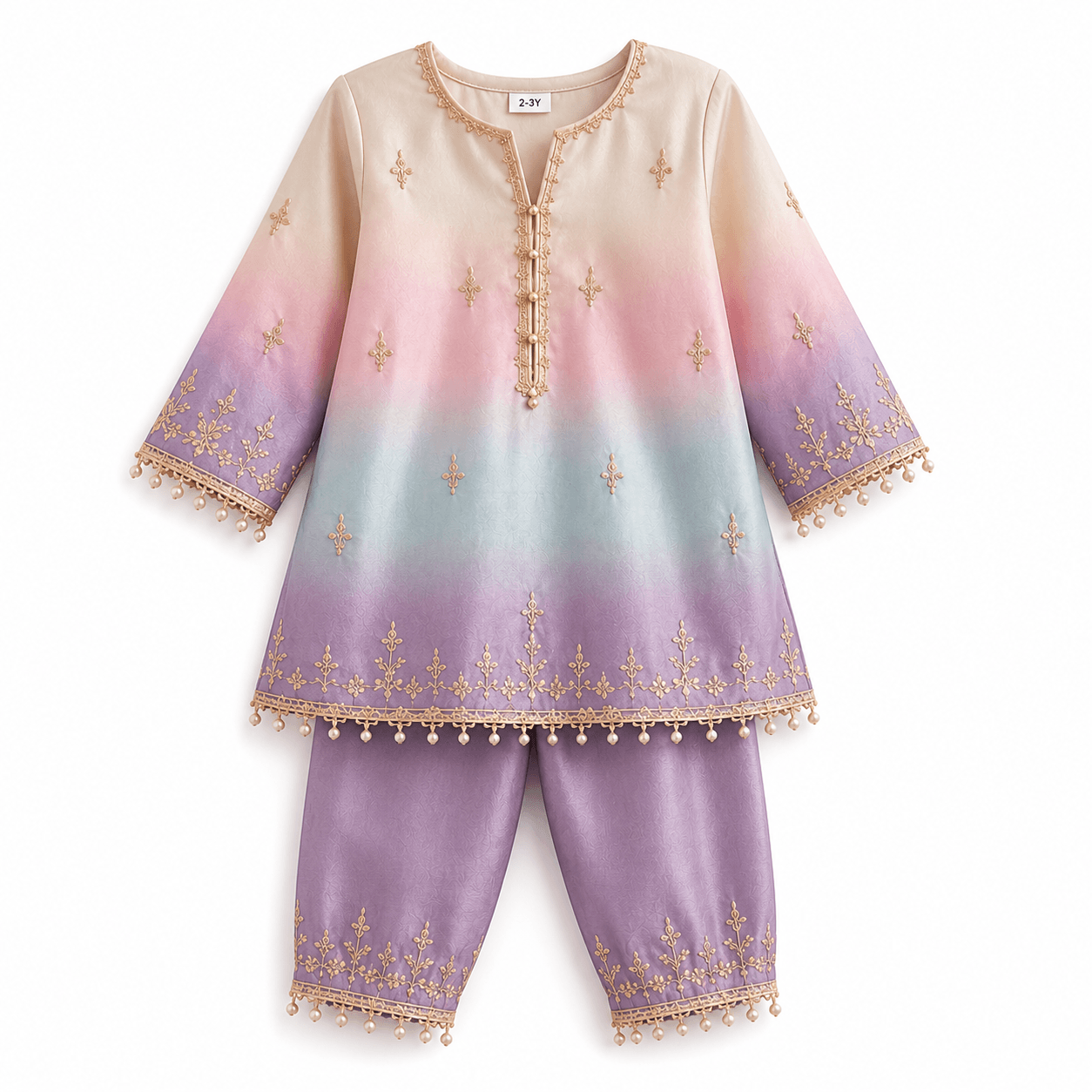 Pastel Ombré Embroidered Toddler Outfit