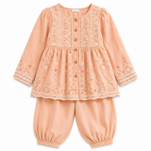 Peach Embroidered Tunic and Bloomers