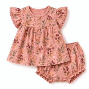 Pink Floral Baby Outfit