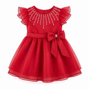 Red Embellished Girls’ Party Dress