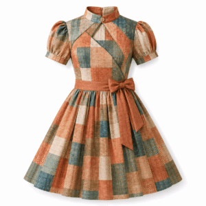 Retro Patchwork Fit-and-Flare Dress