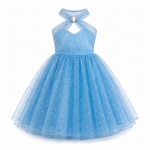 Sky-Blue Glitter Tulle Princess Dress