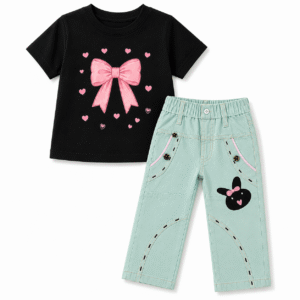 Toddler Outfit with Pink Bow Details