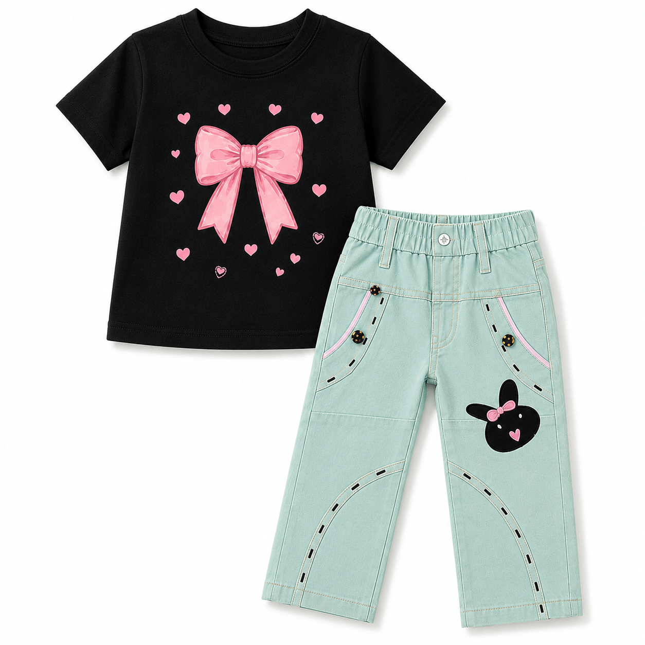 Toddler Outfit with Pink Bow Details