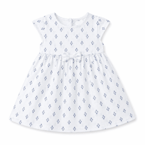 White Geometric Print Toddler Dress