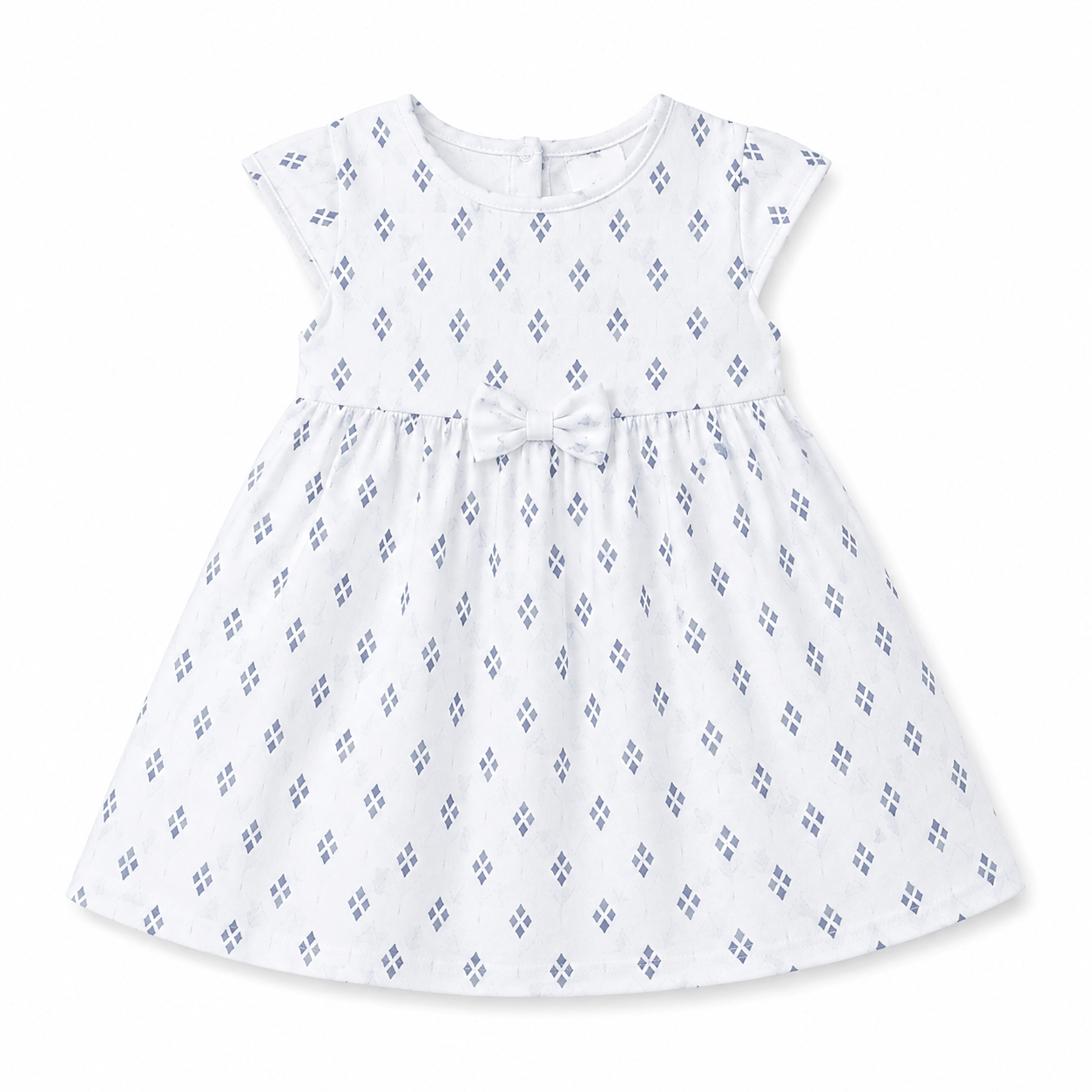 White Geometric Print Toddler Dress