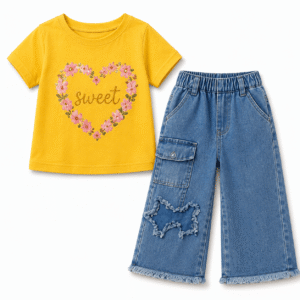 Yellow T-Shirt with wide pants