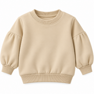 Beige Toddler Puff-Sleeve Sweatshirt