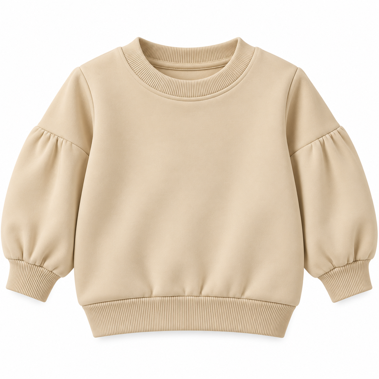 Beige Toddler Puff-Sleeve Sweatshirt