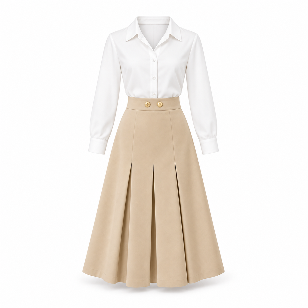 Beige Skirt Outfit