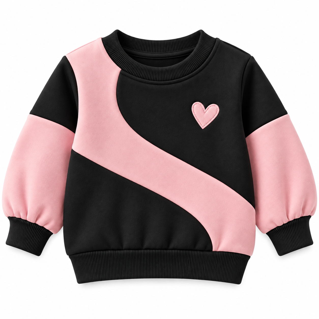 Black and Pink Colorblock Kids’ Sweatshirt