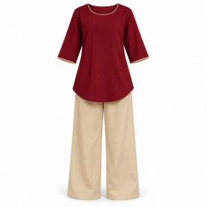Burgundy Beige Outfit