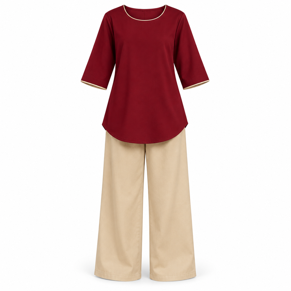 Burgundy Beige Outfit
