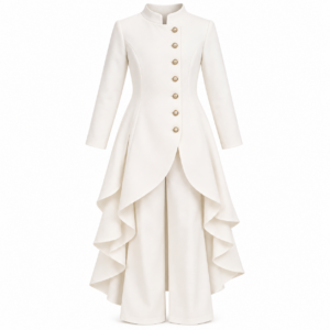 Asymmetrical High-Low Sherwani Jacket with Trouser