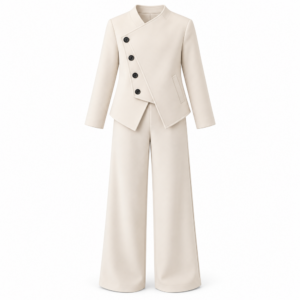 Ivory Asymmetric Jacket Set