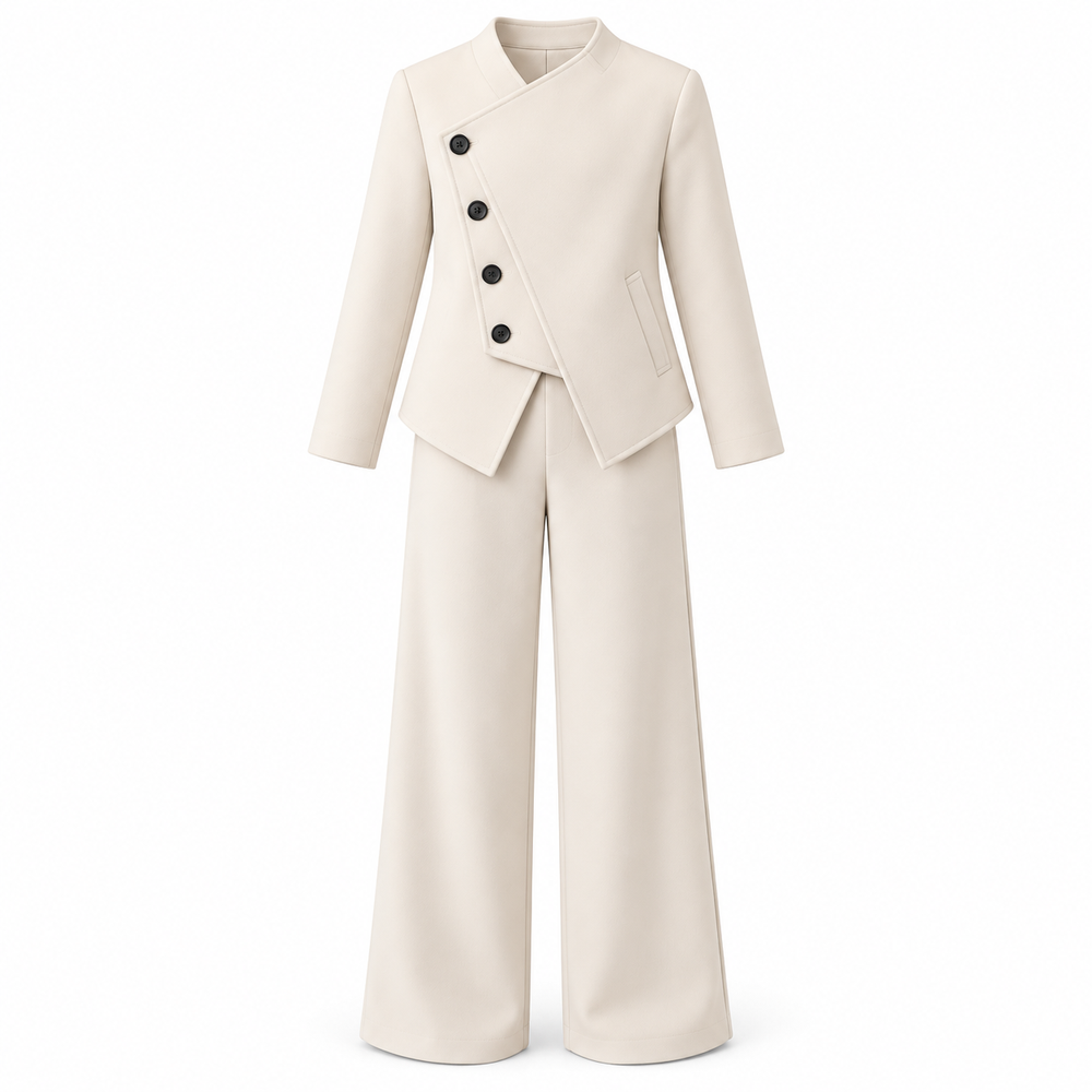 Ivory Asymmetric Jacket Set