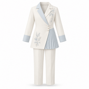 Ivory Blue Pleated Outfit