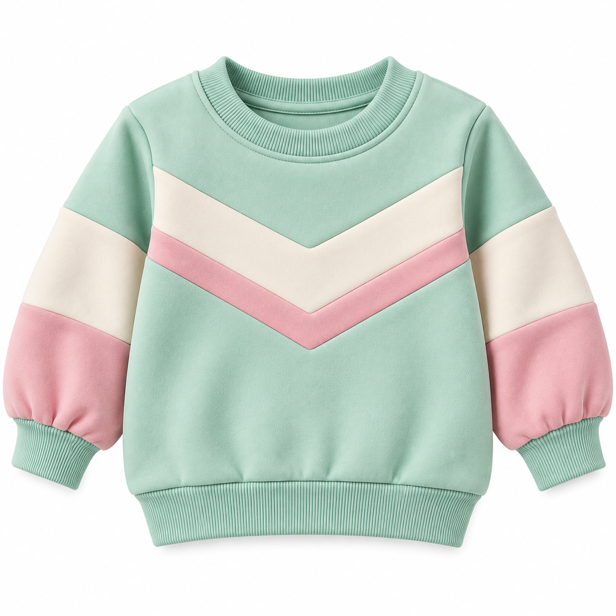 Pastel Mint Color-Blocked Kids’ Sweatshirt