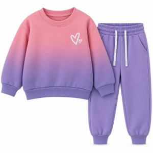 Pink-to-Lavender Heart Tracksuit Set