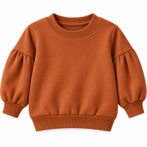 Rust Orange Puff-Sleeve Sweatshirt