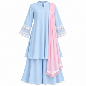 A-line tunic with Sharara-style bottom 3-piece